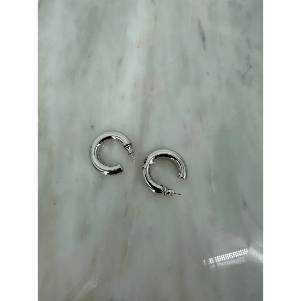 Melinda Maria She's So Smooth Tube Hoop Silver Plated Hoop Earrings